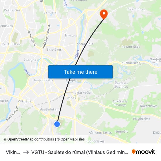 Vikingų St. to VGTU - Saulėtekio rūmai (Vilniaus Gedimino technikos universitetas) map