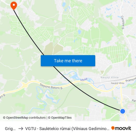 Grigaičiai to VGTU - Saulėtekio rūmai (Vilniaus Gedimino technikos universitetas) map