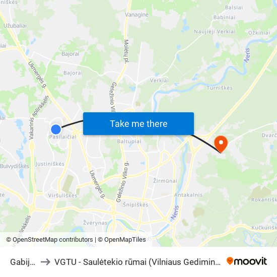 Gabijos St. to VGTU - Saulėtekio rūmai (Vilniaus Gedimino technikos universitetas) map