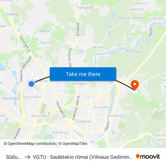 Sūduvių St. to VGTU - Saulėtekio rūmai (Vilniaus Gedimino technikos universitetas) map