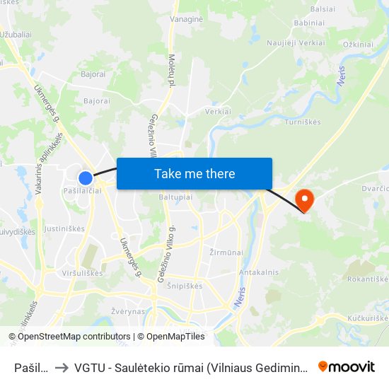 Pašilaičiai to VGTU - Saulėtekio rūmai (Vilniaus Gedimino technikos universitetas) map