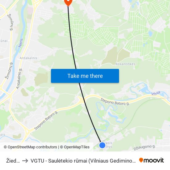 Žiedų St. to VGTU - Saulėtekio rūmai (Vilniaus Gedimino technikos universitetas) map