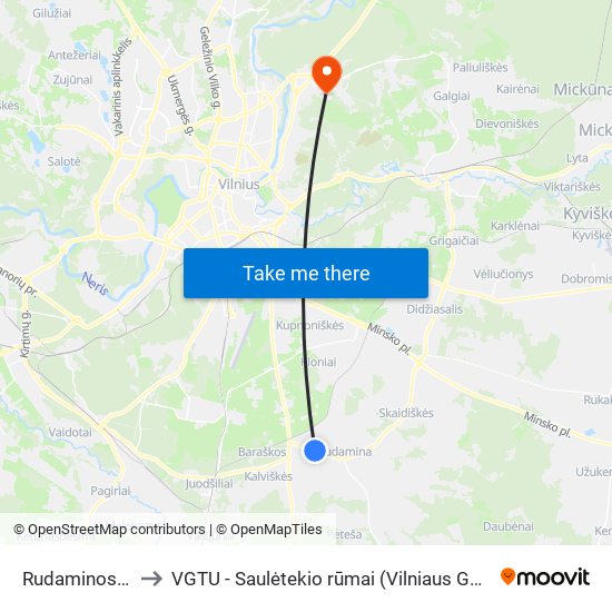 Rudaminos Paukštynas to VGTU - Saulėtekio rūmai (Vilniaus Gedimino technikos universitetas) map