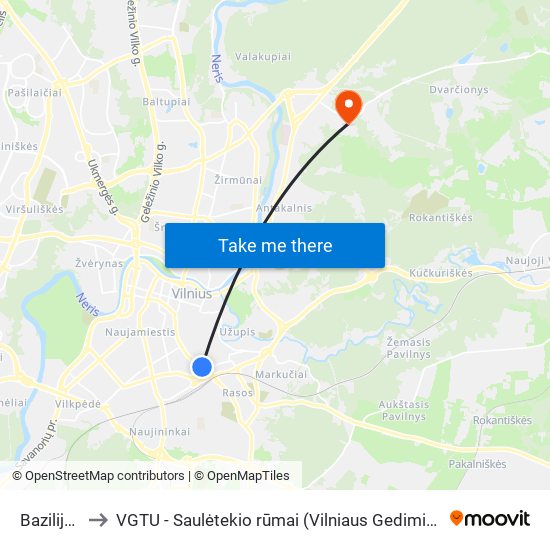 Bazilijonų St. to VGTU - Saulėtekio rūmai (Vilniaus Gedimino technikos universitetas) map