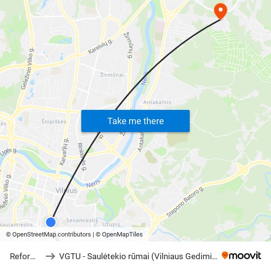 Reformatų St. to VGTU - Saulėtekio rūmai (Vilniaus Gedimino technikos universitetas) map