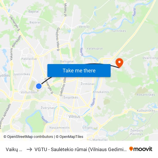 Vaikų Kaimas to VGTU - Saulėtekio rūmai (Vilniaus Gedimino technikos universitetas) map