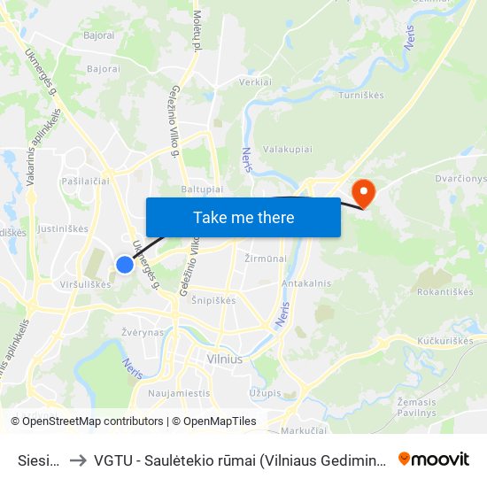 Siesikų St. to VGTU - Saulėtekio rūmai (Vilniaus Gedimino technikos universitetas) map