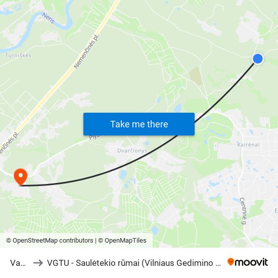 Vaguva to VGTU - Saulėtekio rūmai (Vilniaus Gedimino technikos universitetas) map