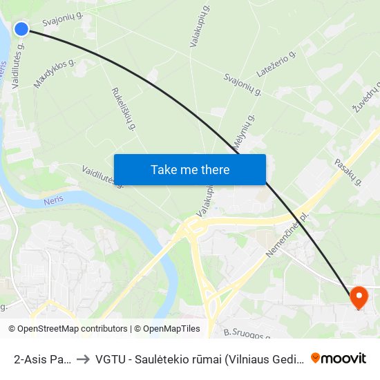 2-Asis Paplūdimys to VGTU - Saulėtekio rūmai (Vilniaus Gedimino technikos universitetas) map