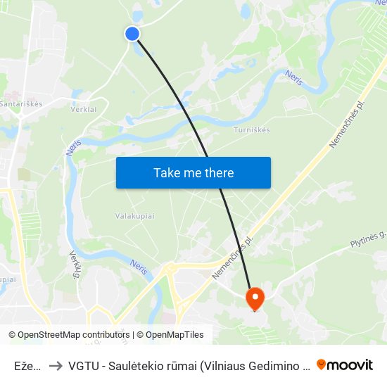 Ežerėliai to VGTU - Saulėtekio rūmai (Vilniaus Gedimino technikos universitetas) map