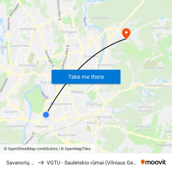 Savanorių Prospektas to VGTU - Saulėtekio rūmai (Vilniaus Gedimino technikos universitetas) map