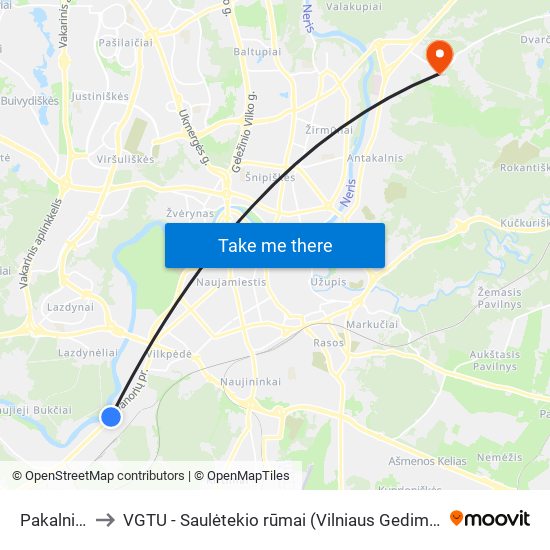 Pakalniškių St. to VGTU - Saulėtekio rūmai (Vilniaus Gedimino technikos universitetas) map