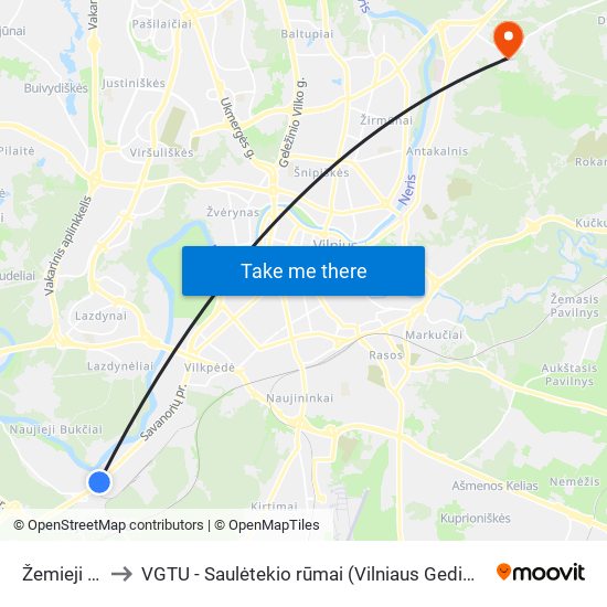 Žemieji Paneriai to VGTU - Saulėtekio rūmai (Vilniaus Gedimino technikos universitetas) map