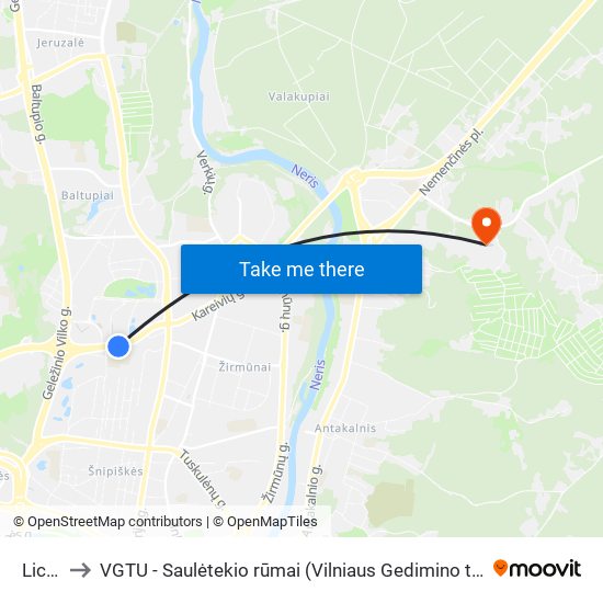 Licėjus to VGTU - Saulėtekio rūmai (Vilniaus Gedimino technikos universitetas) map