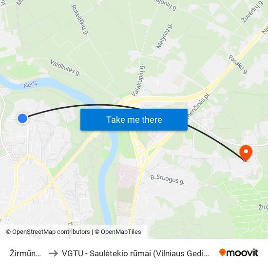 Žirmūnų Žiedas to VGTU - Saulėtekio rūmai (Vilniaus Gedimino technikos universitetas) map