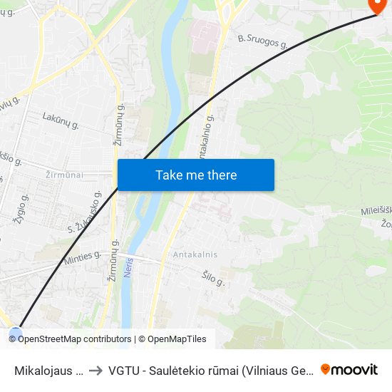 Mikalojaus Katkaus St. to VGTU - Saulėtekio rūmai (Vilniaus Gedimino technikos universitetas) map