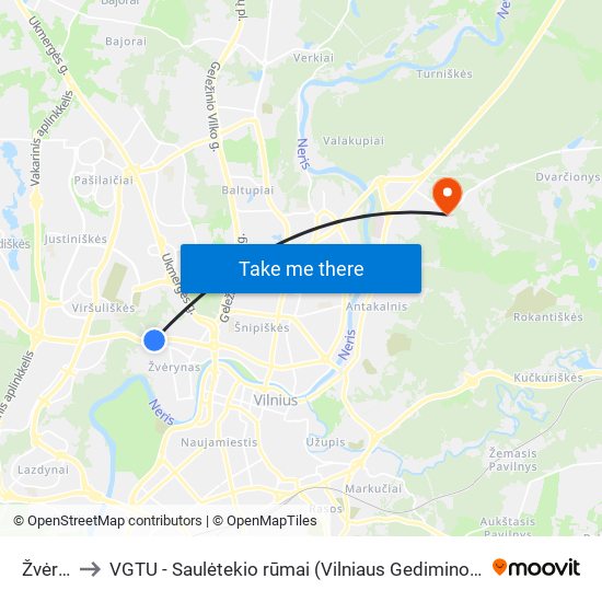 Žvėrynas to VGTU - Saulėtekio rūmai (Vilniaus Gedimino technikos universitetas) map