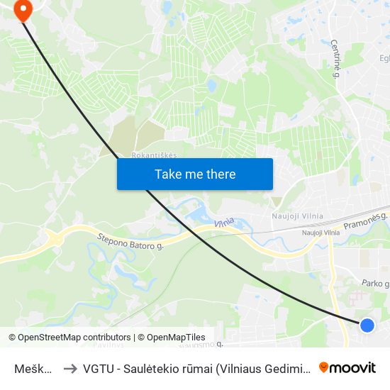 Meškonių St. to VGTU - Saulėtekio rūmai (Vilniaus Gedimino technikos universitetas) map