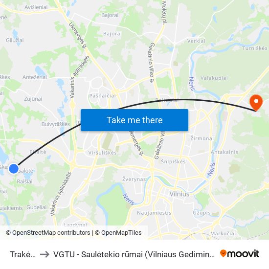 Trakėnų St. to VGTU - Saulėtekio rūmai (Vilniaus Gedimino technikos universitetas) map