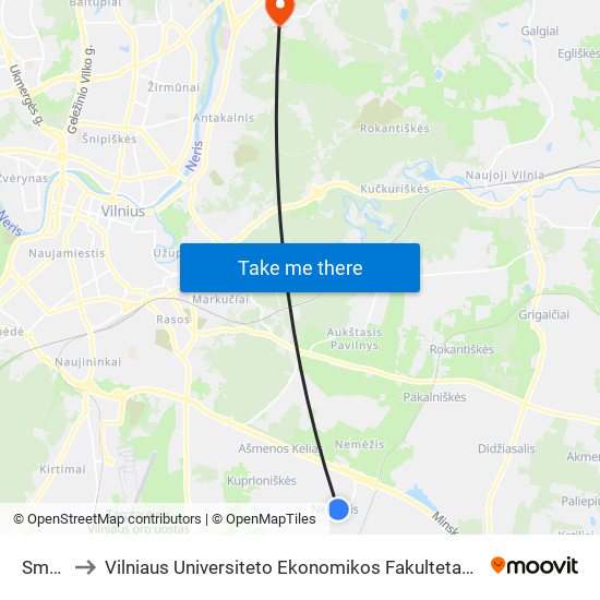 Smėlio St. to Vilniaus Universiteto Ekonomikos Fakultetas | Vilnius University Faculty of Economics map