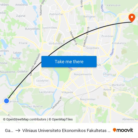 Gariūnai to Vilniaus Universiteto Ekonomikos Fakultetas | Vilnius University Faculty of Economics map