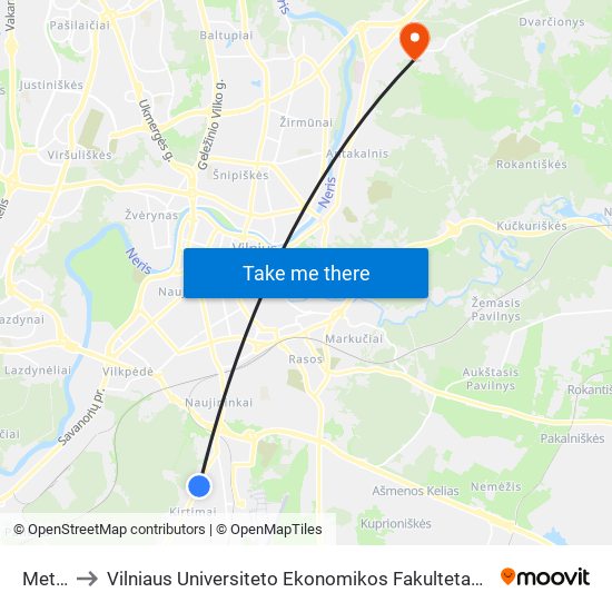 Metalo St. to Vilniaus Universiteto Ekonomikos Fakultetas | Vilnius University Faculty of Economics map