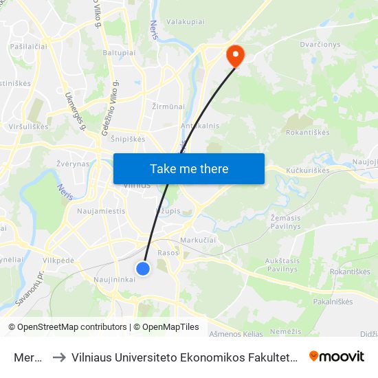 Merkinės St. to Vilniaus Universiteto Ekonomikos Fakultetas | Vilnius University Faculty of Economics map