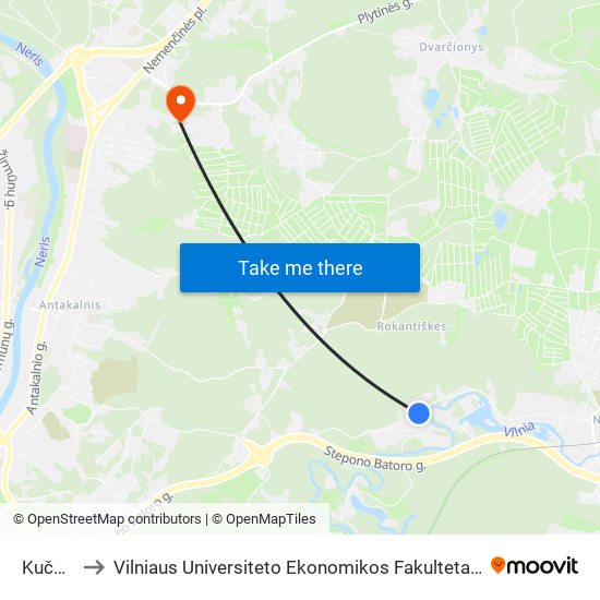 Kučkuriškės to Vilniaus Universiteto Ekonomikos Fakultetas | Vilnius University Faculty of Economics map