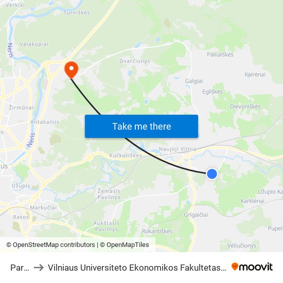 Parko St. to Vilniaus Universiteto Ekonomikos Fakultetas | Vilnius University Faculty of Economics map