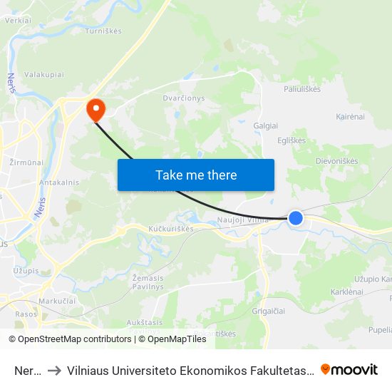 Neries St. to Vilniaus Universiteto Ekonomikos Fakultetas | Vilnius University Faculty of Economics map