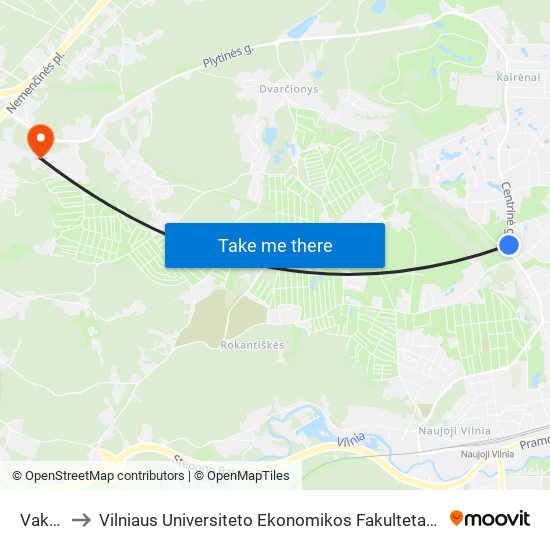 Vakario St. to Vilniaus Universiteto Ekonomikos Fakultetas | Vilnius University Faculty of Economics map