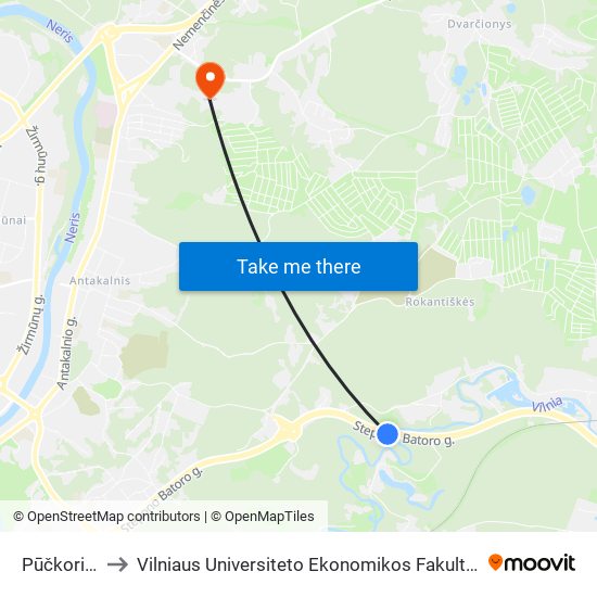 Pūčkorių Atodanga to Vilniaus Universiteto Ekonomikos Fakultetas | Vilnius University Faculty of Economics map