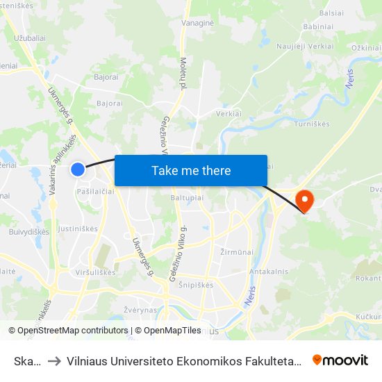 Skalvių St. to Vilniaus Universiteto Ekonomikos Fakultetas | Vilnius University Faculty of Economics map