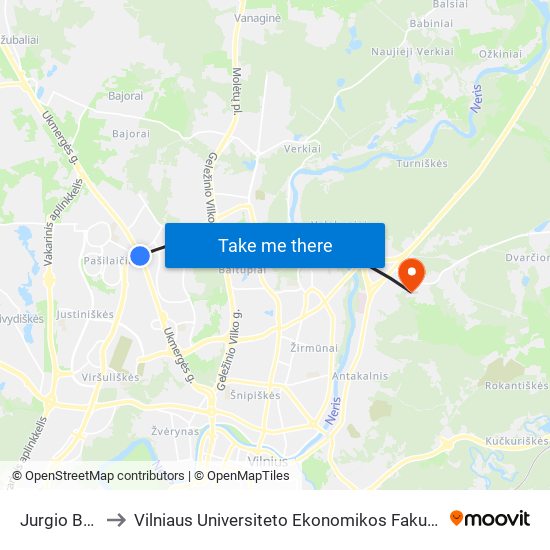 Jurgio Baltrušaičio St. to Vilniaus Universiteto Ekonomikos Fakultetas | Vilnius University Faculty of Economics map