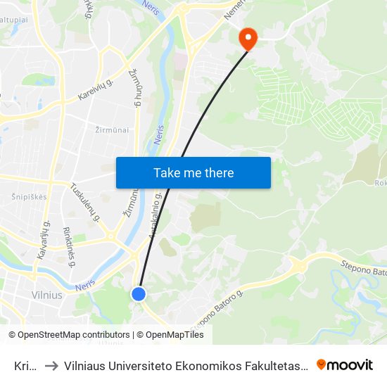 Krivių St. to Vilniaus Universiteto Ekonomikos Fakultetas | Vilnius University Faculty of Economics map