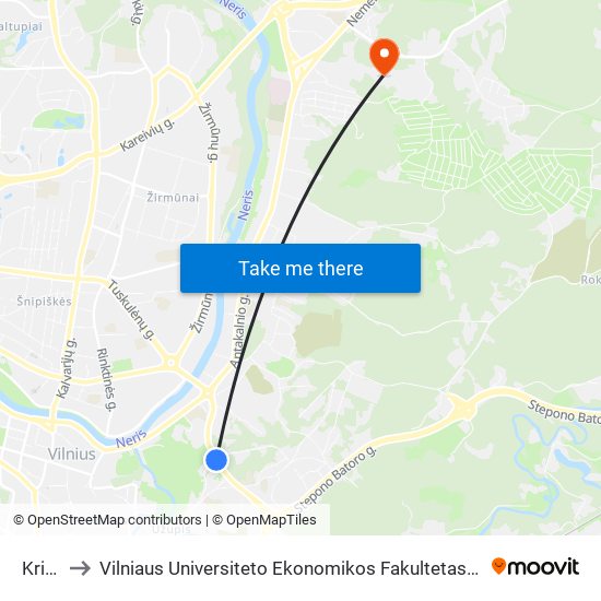 Krivių St. to Vilniaus Universiteto Ekonomikos Fakultetas | Vilnius University Faculty of Economics map