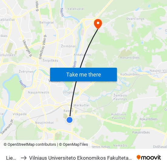 Liepkalnis to Vilniaus Universiteto Ekonomikos Fakultetas | Vilnius University Faculty of Economics map