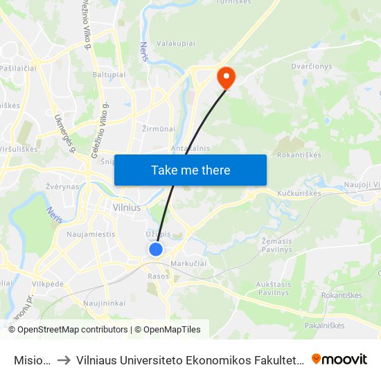 Misionierių St. to Vilniaus Universiteto Ekonomikos Fakultetas | Vilnius University Faculty of Economics map