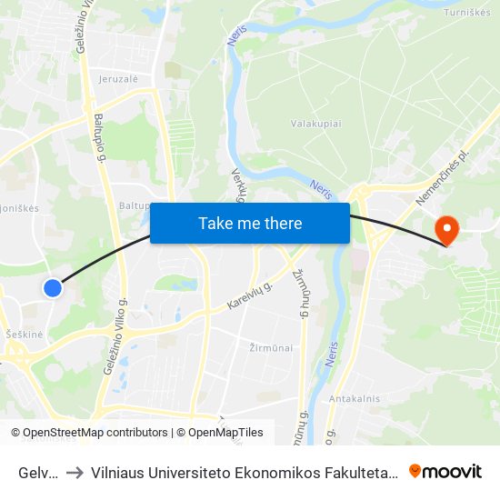 Gelvonų St. to Vilniaus Universiteto Ekonomikos Fakultetas | Vilnius University Faculty of Economics map