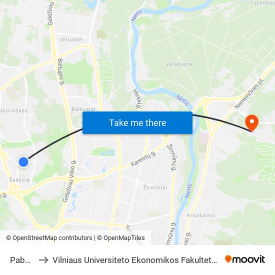 Paberžės St. to Vilniaus Universiteto Ekonomikos Fakultetas | Vilnius University Faculty of Economics map