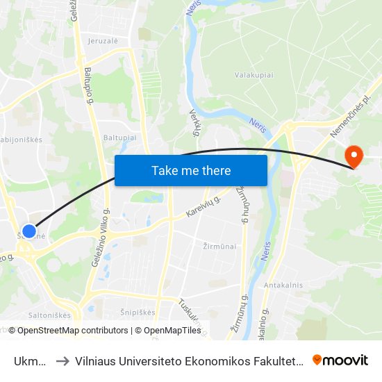 Ukmergės St. to Vilniaus Universiteto Ekonomikos Fakultetas | Vilnius University Faculty of Economics map
