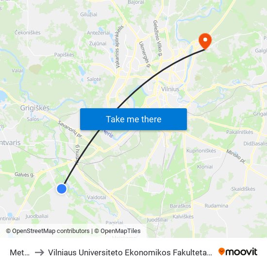 Metropolis to Vilniaus Universiteto Ekonomikos Fakultetas | Vilnius University Faculty of Economics map