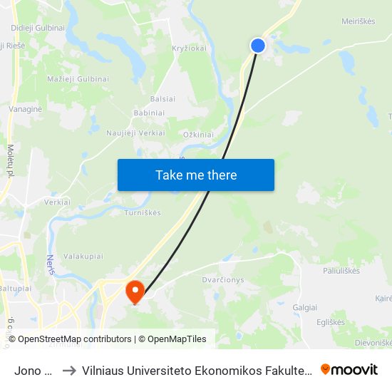 Jono Biliūno St. to Vilniaus Universiteto Ekonomikos Fakultetas | Vilnius University Faculty of Economics map