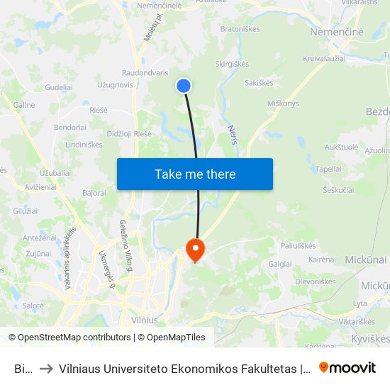 Bireliai to Vilniaus Universiteto Ekonomikos Fakultetas | Vilnius University Faculty of Economics map