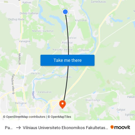 Paežerys to Vilniaus Universiteto Ekonomikos Fakultetas | Vilnius University Faculty of Economics map