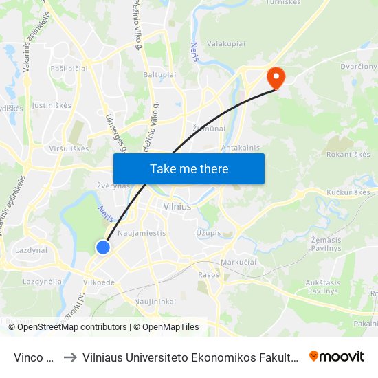 Vinco Pietario St. to Vilniaus Universiteto Ekonomikos Fakultetas | Vilnius University Faculty of Economics map