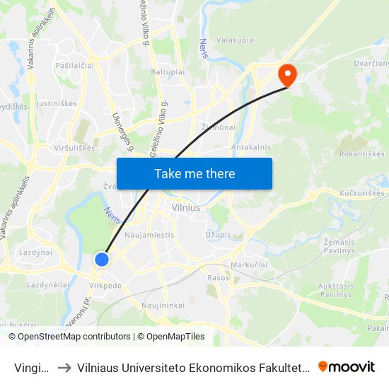 Vingio Parkas to Vilniaus Universiteto Ekonomikos Fakultetas | Vilnius University Faculty of Economics map