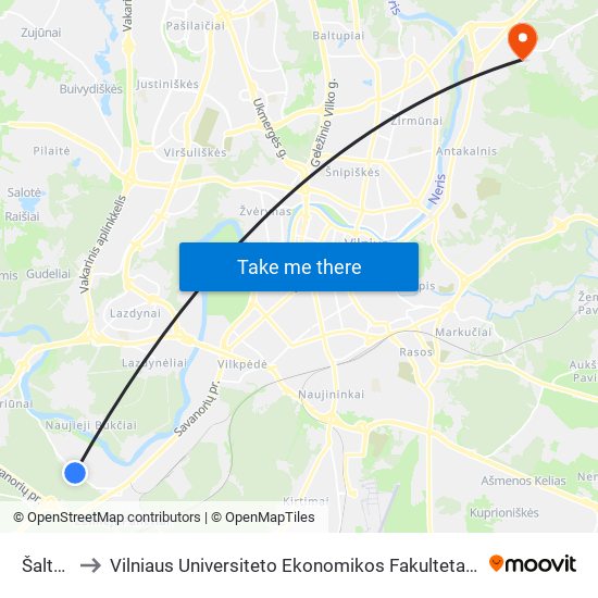 Šaltupio St. to Vilniaus Universiteto Ekonomikos Fakultetas | Vilnius University Faculty of Economics map