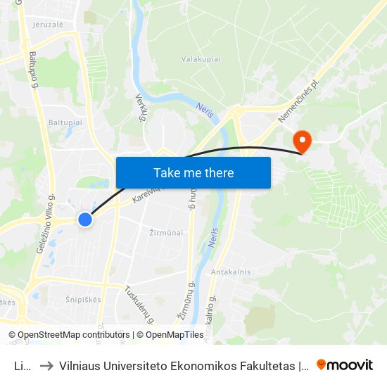 Licėjus to Vilniaus Universiteto Ekonomikos Fakultetas | Vilnius University Faculty of Economics map