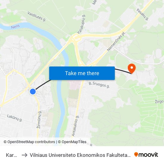Kareivių St. to Vilniaus Universiteto Ekonomikos Fakultetas | Vilnius University Faculty of Economics map
